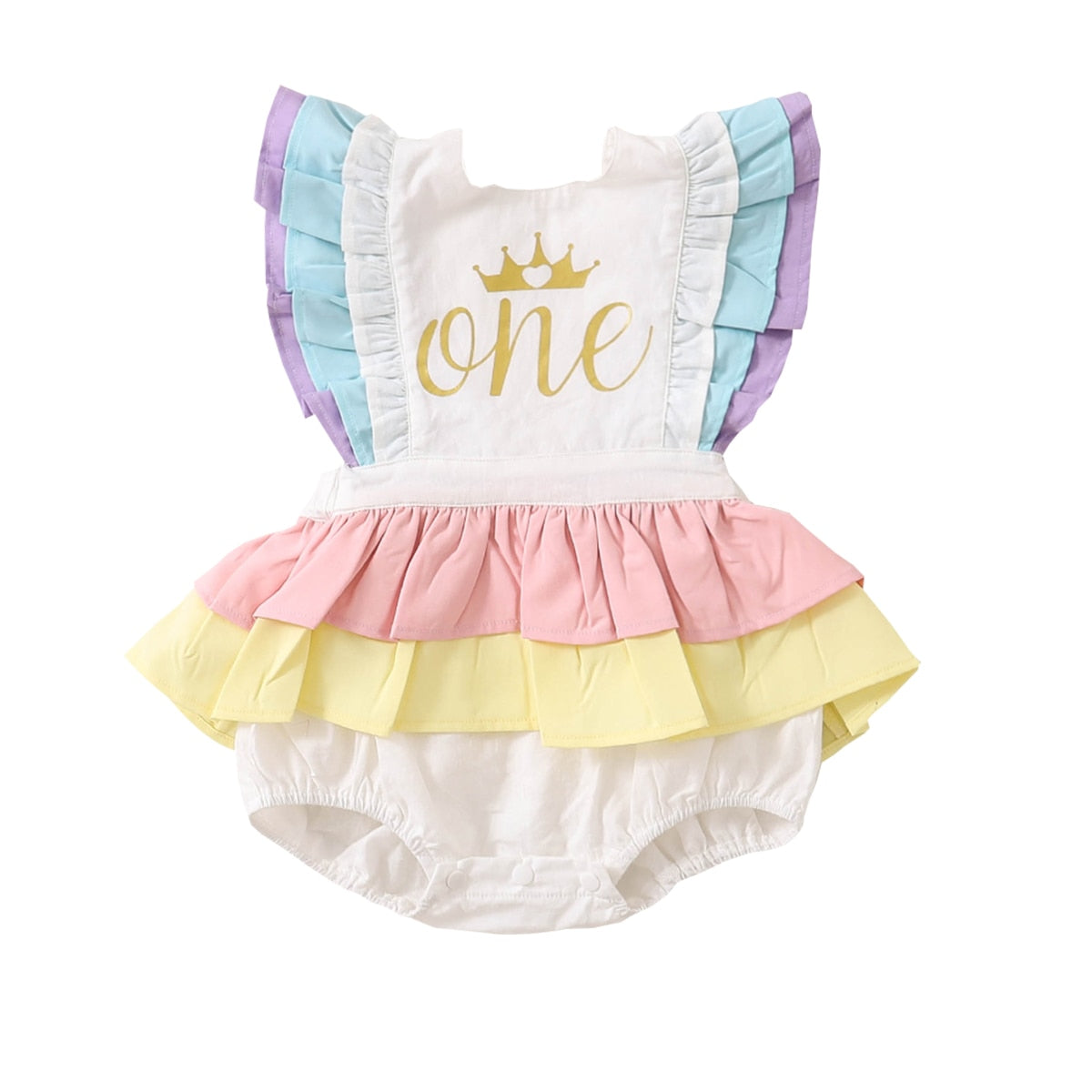 One pastel rainbow birthday outfit