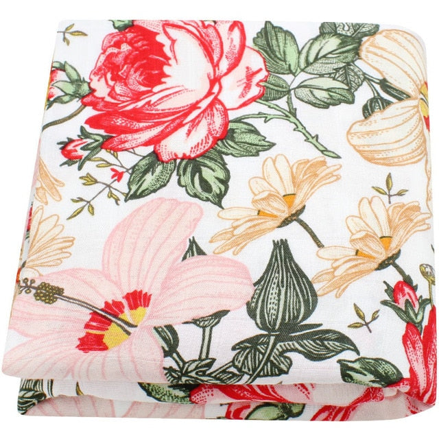 100% Bamboo Cotton swaddle muslin wrap - Floral
