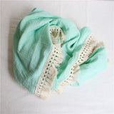Personalised Embroided Muslin 100% cotton wrap - 10 COLOURS