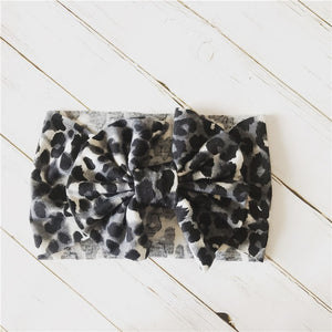 Grey leopard baby headwrap headband