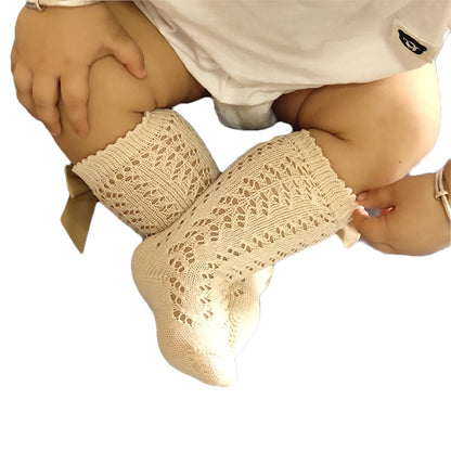 Bow Crochet socks - Navy