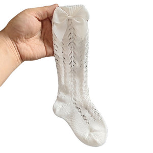 Bow Crochet socks - White