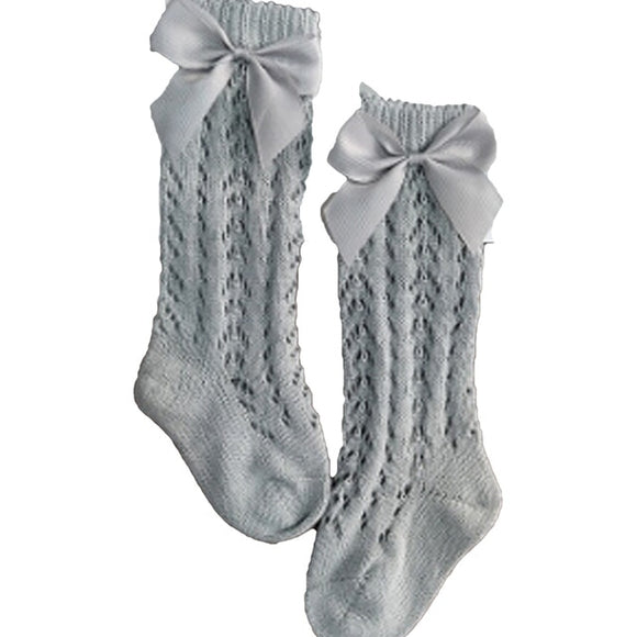 Bow Crochet socks - Blue