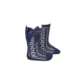 Bow Crochet socks - Navy