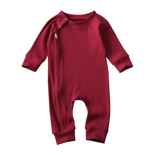 Ribbed winter zippy romper - Red