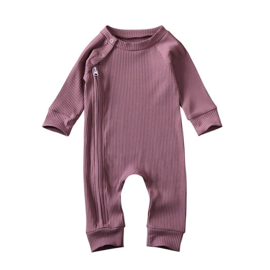 Ribbed winter zippy romper - Lilac