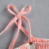 Linen daisy tutu romper & headband - Pink