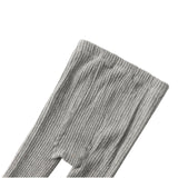 Ribbed Footless tights leggings - Light Grey