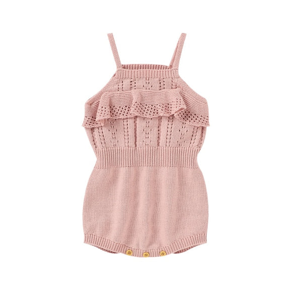 Knitted cut out singlet romper - Pink