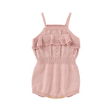 Knitted cut out singlet romper - Pink