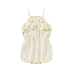 Knitted cut out singlet romper - Ivory