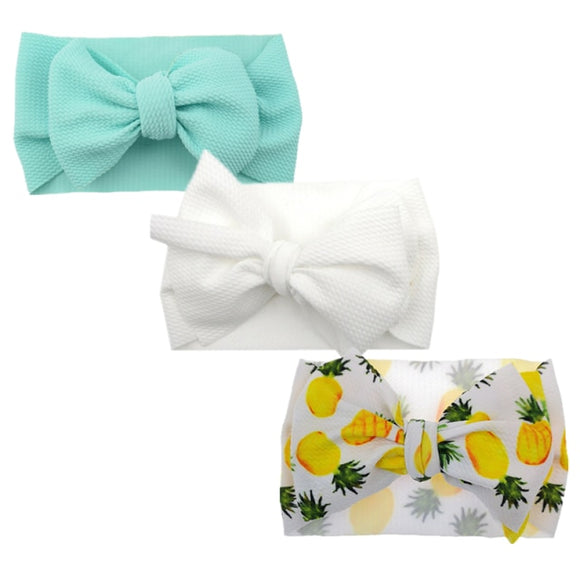 3 x Headwrap pack - Aqua, white, pineapple