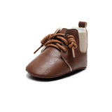 Leather look baby boots - Coffee