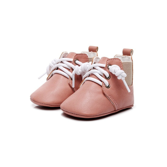 Leather look baby boots - Pink