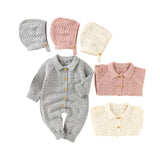 Knitted winter jumpsuit and bonnet - Pink
