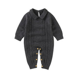 Knitted winter collar romper - Charcoal