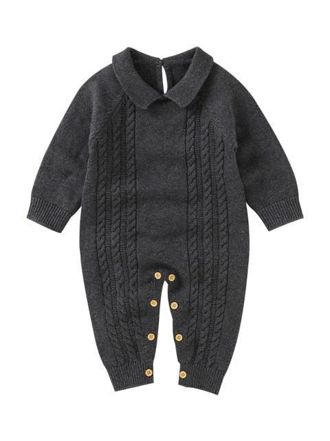 Knitted winter collar romper - Charcoal