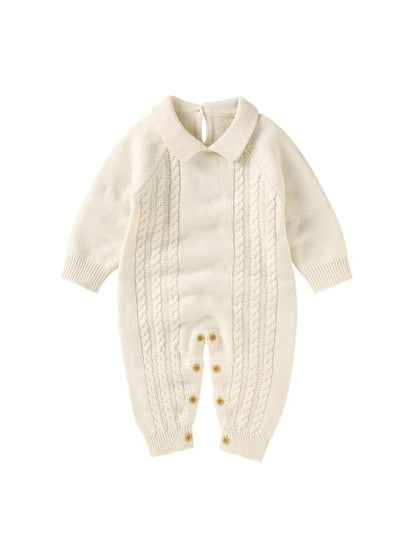 Knitted winter collar romper - Ivory