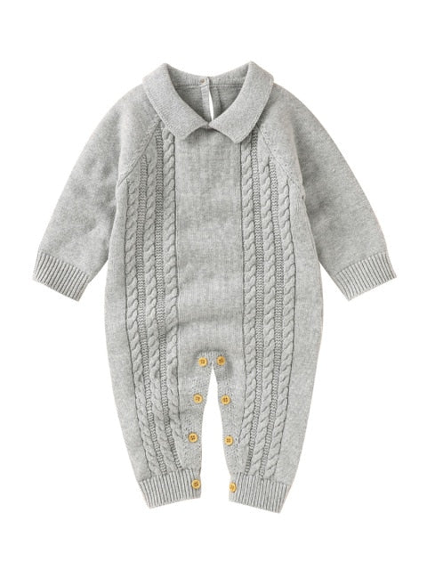 Knitted winter collar romper - Grey