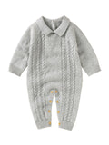 Knitted winter collar romper - Grey