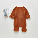 Knitted button up romper - Rust