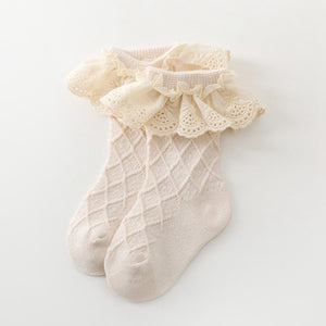 Net pattern lace socks- Ivory