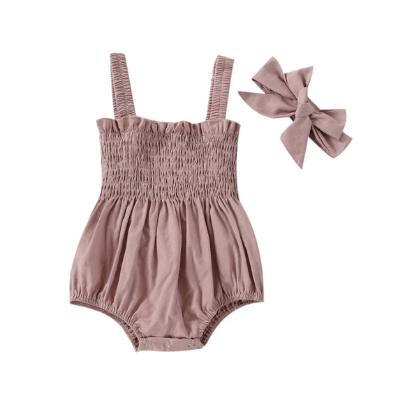 Scrunchy romper + headband - Pink